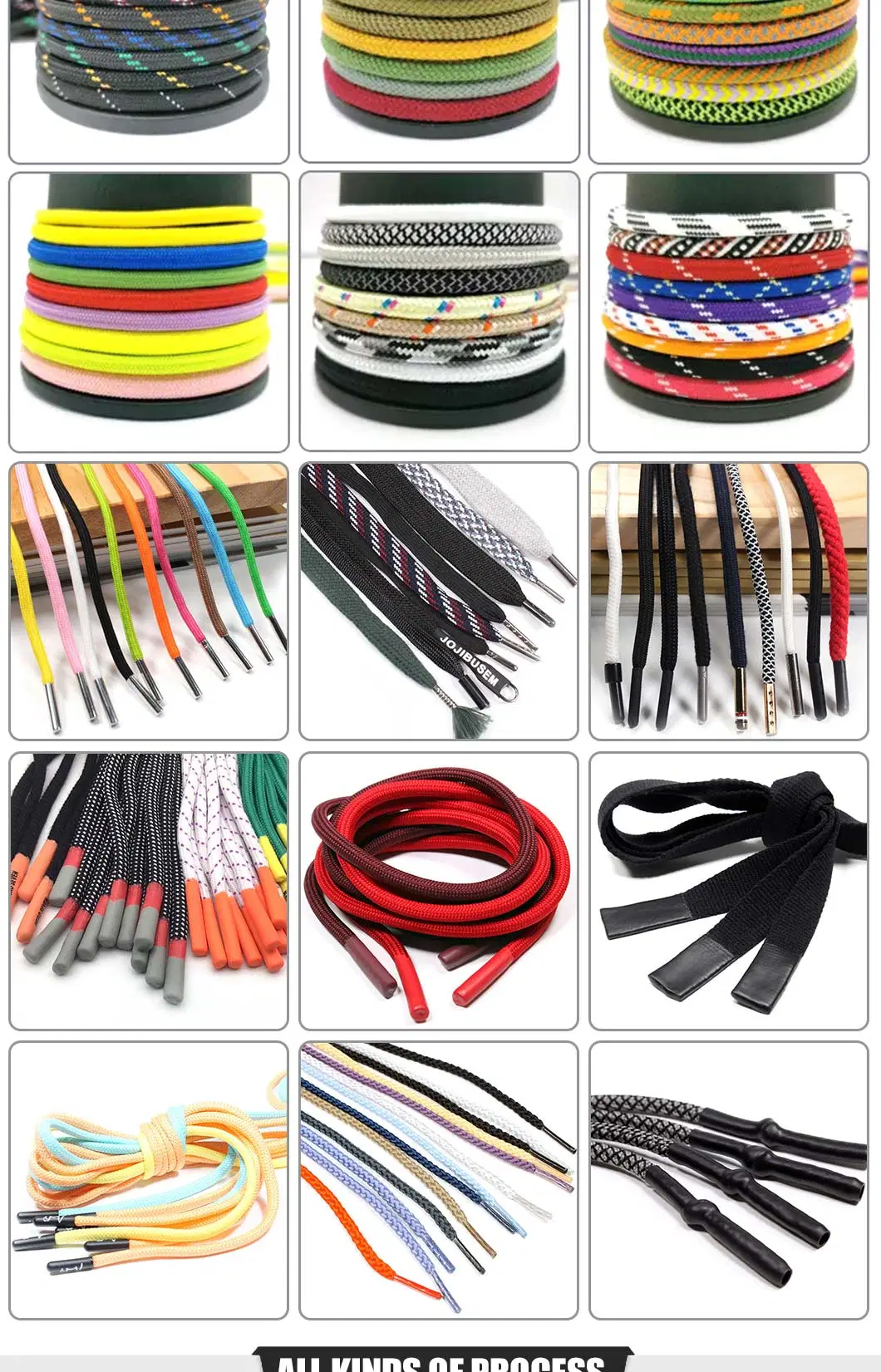 Factory Supply 8mm Plastic Tips Flat Polyester Drawstring Cord